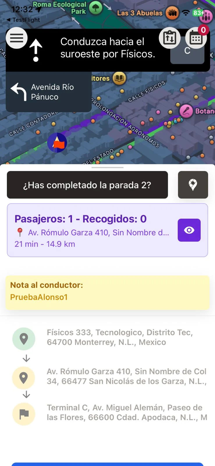 App de Conductor — pantalla 1